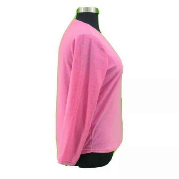 Rene Rofe Womens Pajama Shirt Top Sweater Fleece Pink L/S Size XL NEW - Picture 6 of 6
